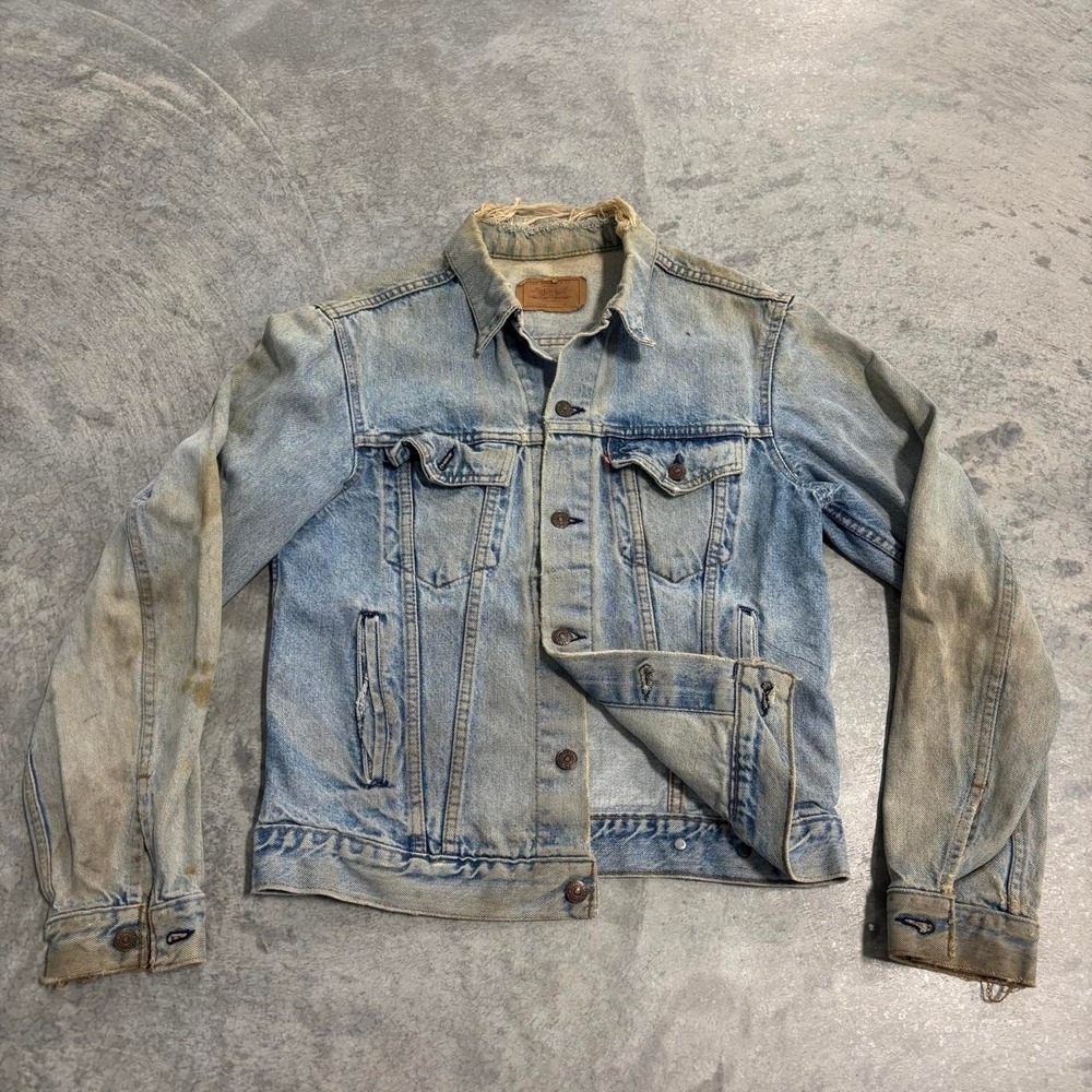 Vintage 90s Levi's 501 Blue Denim Jacket Mens Medium Heavily Thrashed